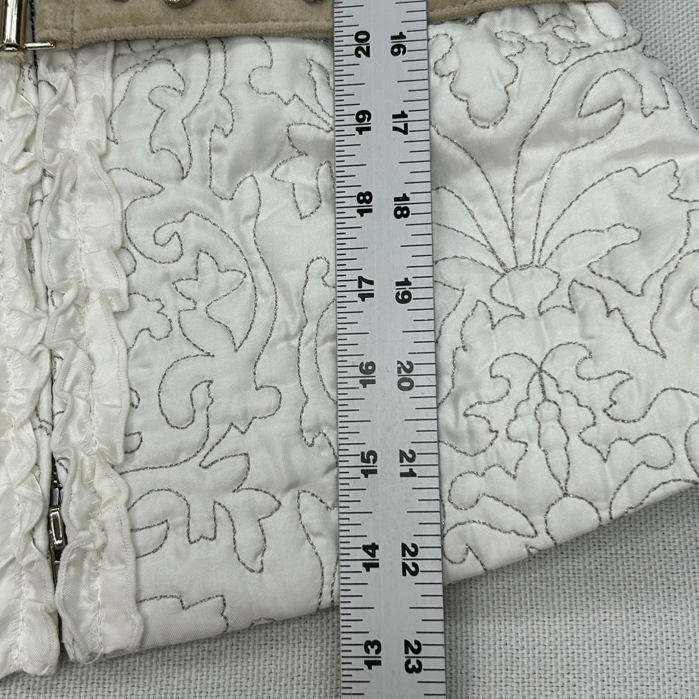 White House Black Market Quilted Vest Small Ivory Embroidered Bling Belt NWT - Picture 12 of 12